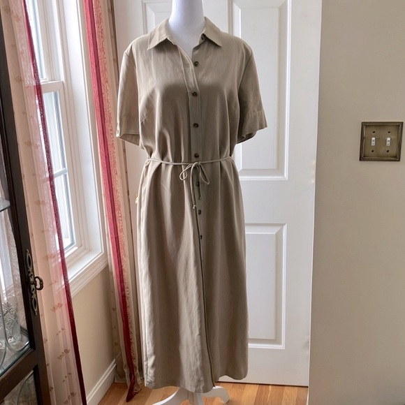 Orvis Dresses & Skirts - ORVIS Button-Down Short Sleeve Dress Khaki Size 14